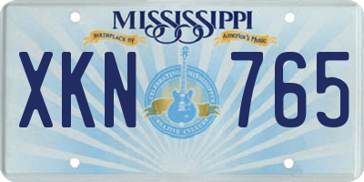 MS license plate XKN765