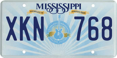 MS license plate XKN768