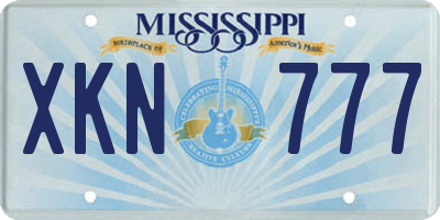 MS license plate XKN777