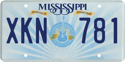 MS license plate XKN781
