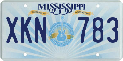 MS license plate XKN783