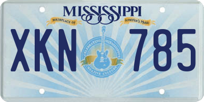 MS license plate XKN785