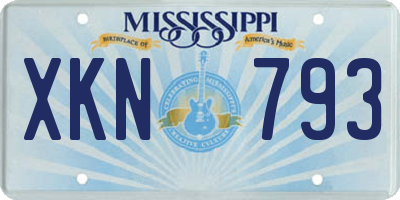 MS license plate XKN793