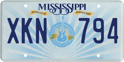 MS license plate XKN794