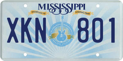 MS license plate XKN801