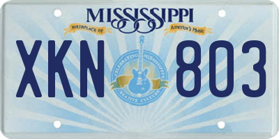 MS license plate XKN803