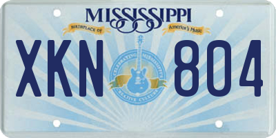 MS license plate XKN804