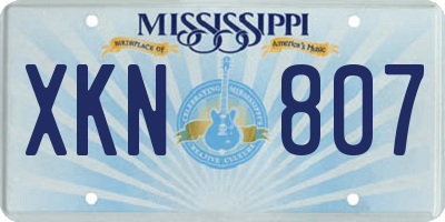 MS license plate XKN807