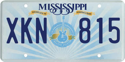 MS license plate XKN815
