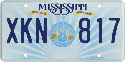 MS license plate XKN817