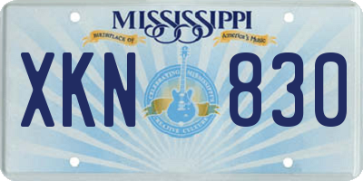 MS license plate XKN830