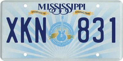 MS license plate XKN831
