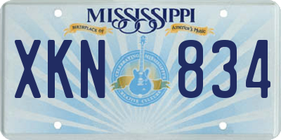 MS license plate XKN834