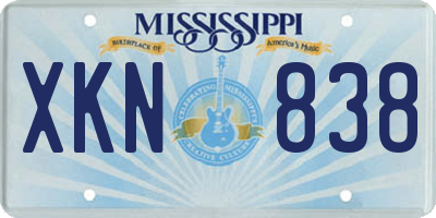 MS license plate XKN838