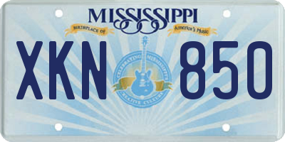 MS license plate XKN850