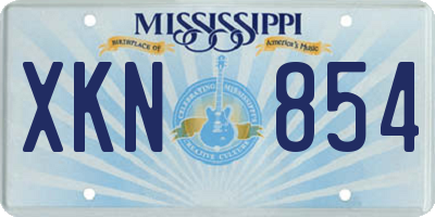 MS license plate XKN854