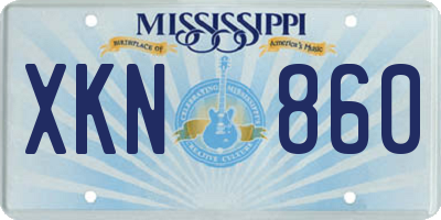 MS license plate XKN860