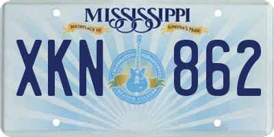 MS license plate XKN862