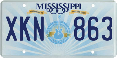MS license plate XKN863