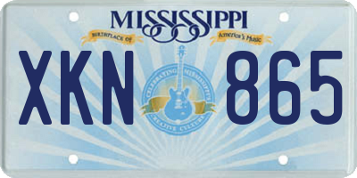 MS license plate XKN865