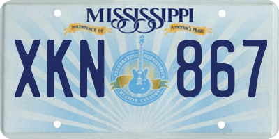 MS license plate XKN867