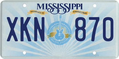 MS license plate XKN870