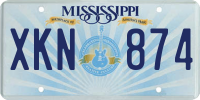 MS license plate XKN874
