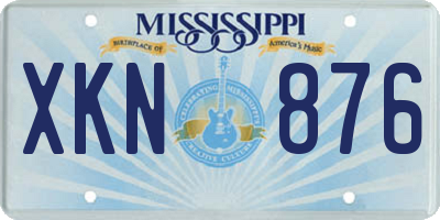 MS license plate XKN876