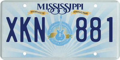 MS license plate XKN881
