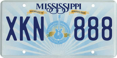 MS license plate XKN888