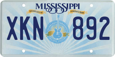 MS license plate XKN892