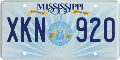 MS license plate XKN920