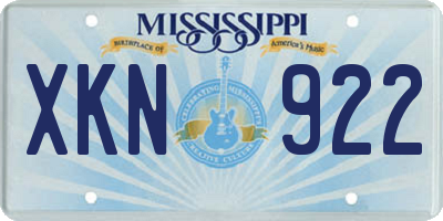MS license plate XKN922