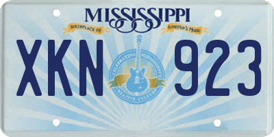 MS license plate XKN923