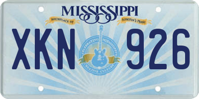 MS license plate XKN926
