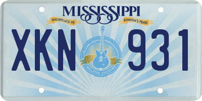 MS license plate XKN931