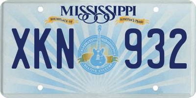 MS license plate XKN932
