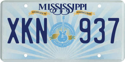 MS license plate XKN937