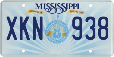 MS license plate XKN938