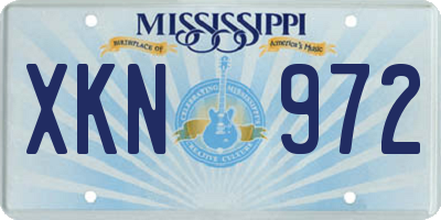 MS license plate XKN972