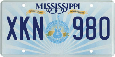 MS license plate XKN980