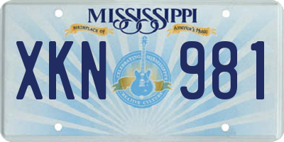 MS license plate XKN981