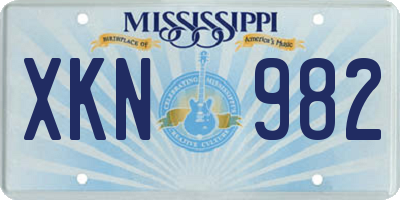 MS license plate XKN982