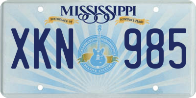 MS license plate XKN985