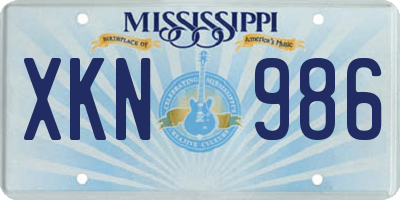 MS license plate XKN986