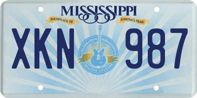 MS license plate XKN987
