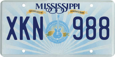 MS license plate XKN988