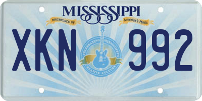 MS license plate XKN992