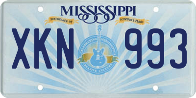 MS license plate XKN993