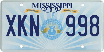 MS license plate XKN998